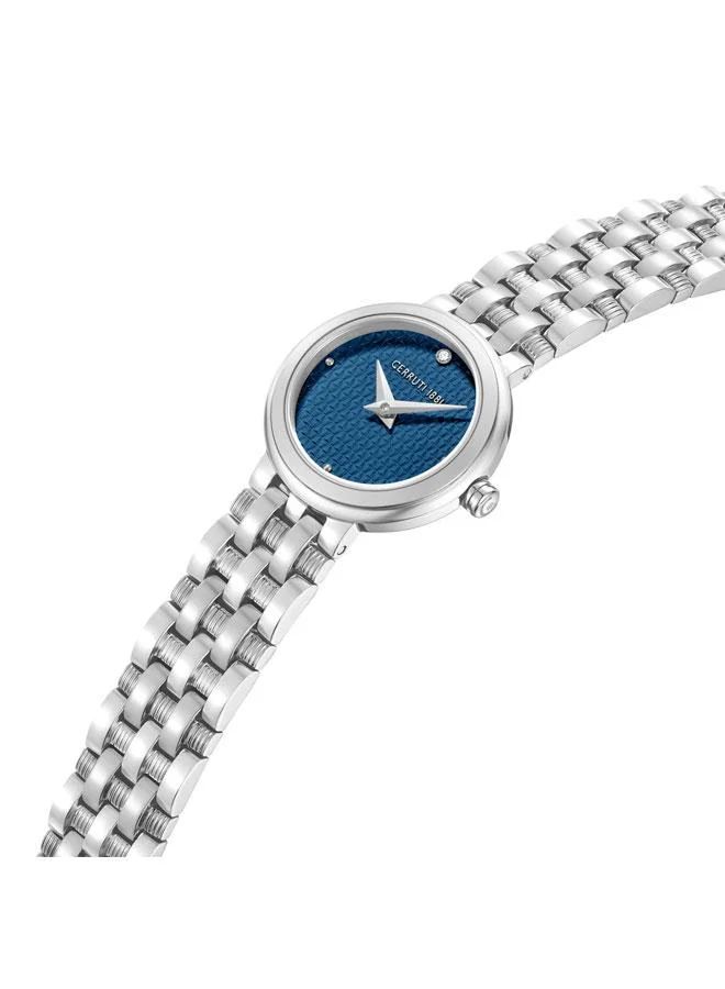 شيروتي 1881 Lusia Blue Dial Stainless Steel Bracelet Analog Watch for Women, 24mm